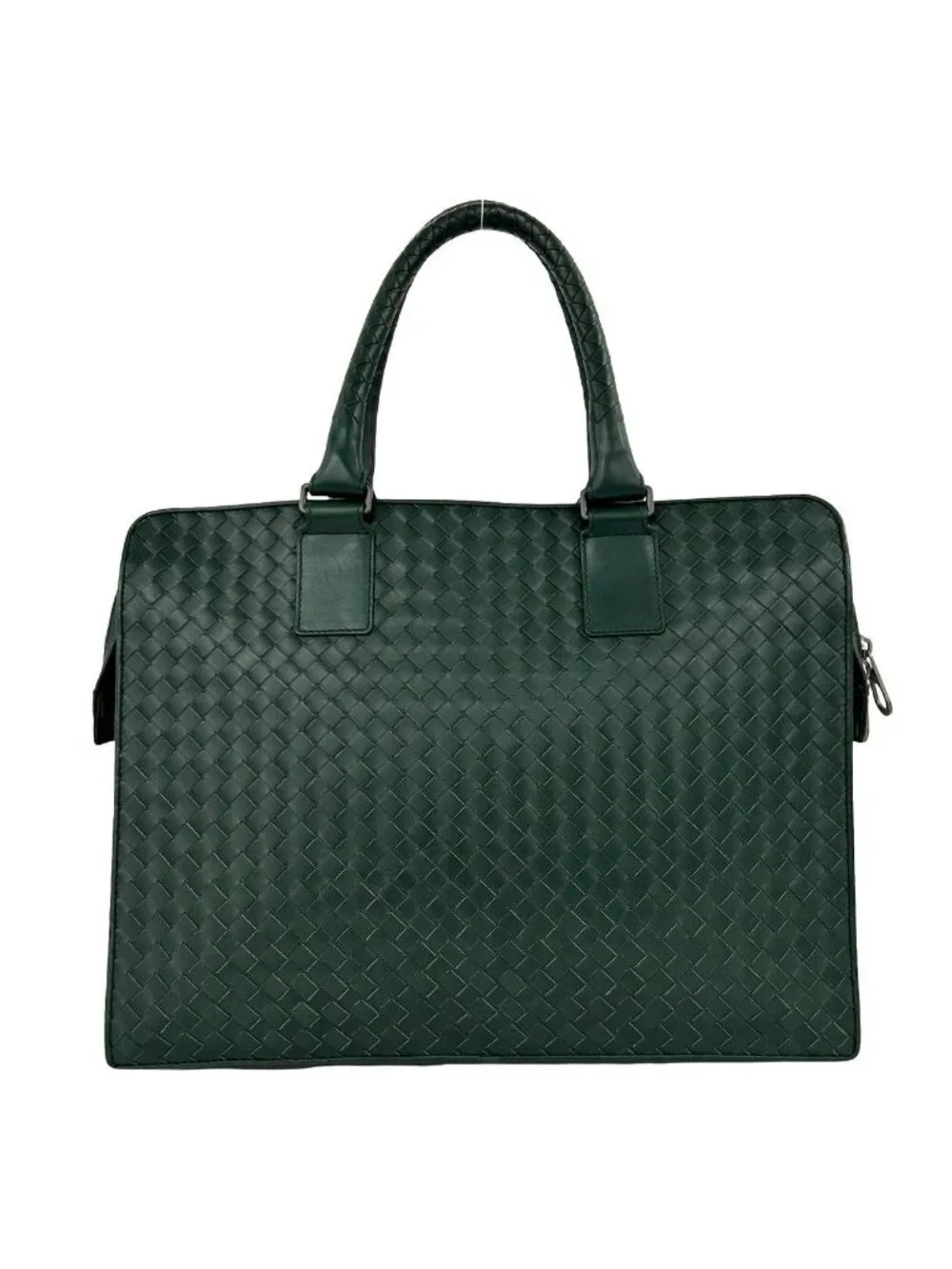 Bottega Veneta Vintage Intrecciato Leather Business Bag Green